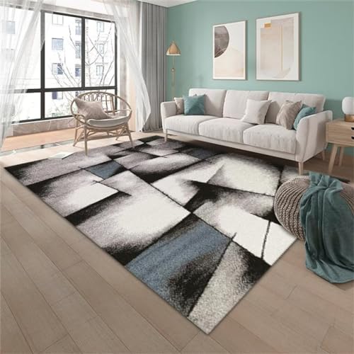 QGYFRE Eingangs-Fußmatte Wohnzimmerteppich Teppich vorleger 50x80CM küchenteppich waschbar rutschfest dunkelgrau Rutschfester und schmutzabweisender Teppich mit abstraktem Streifendesign von QGYFRE