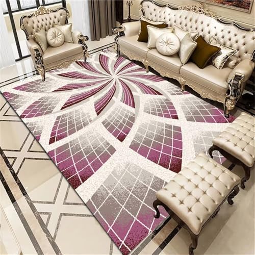 QGYFRE Elegant Bettvorleger Schlafzimmer Outdoor-Teppich Geometrischer Teppich Fuchsia flurteppich rutschfest Grau 90x150CM deko Balkon esszimmerteppich Kinder Teppiche von QGYFRE