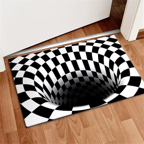 QGYFRE Esszimmer Teppich Schlafzimmer Kinderzimmer Junge 120x200CM Waschbarer schwarz Abstrakter geometrischer flurteppich rutschfest von QGYFRE