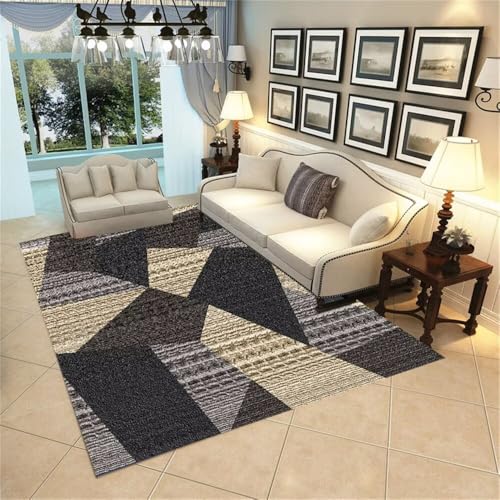 QGYFRE Flurteppich Läufer Lang 120x180CM Grau und sind verschleißfest Teppischsclafzimmer Schwarzer schmutzabweisender pflegeleichter Teppich Wohnzimmer Kurzflor Home Outdoor kinde von QGYFRE