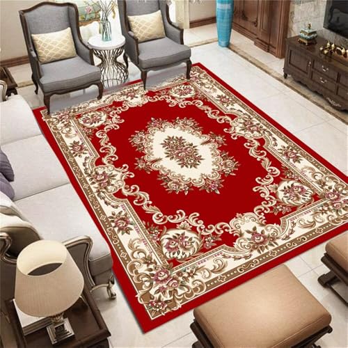 QGYFRE Flurteppich Läufer Lang 50x80CM rot Flur Teppich waschbar babyzimmer Vintage-Blumenteppich Eingangs-Fußmatte waschbare+teppiche fußmatte eingangsbereich innen von QGYFRE