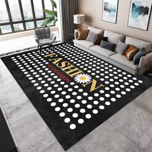 QGYFRE Flurteppich Teppiche Gegend Waschbarer Teppich 160x230CM Home Tschwarz Tapis au Motif de Points Blancs. Kinderzimmer Junge QGYFRE Flurteppich Teppiche Gegend Waschbarer Teppich 160x230CM Home Tschwarz Tapis au Motif de Points Blancs. Kinderzimmer Junge von QGYFRE