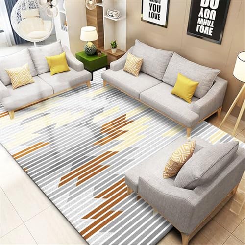 QGYFRE Gaming Teppich 120x180CM Grau küchen läufer Kinderteppiche Jungs Gelb-braun gestreifter XXL Room Decor eingangsbereich von QGYFRE