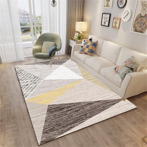 QGYFRE Geometrisch balkondeko Gelber moderner geometrischer Teppich Zimmer mädchen Grau 90x150CM fußmatte eingangsbereich innen Kleine Teppiche Wohnzimmer von QGYFRE