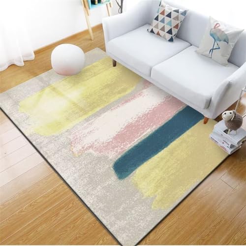 QGYFRE Großer Teppich Teppich Flur Läufer Teppich für küche 300x400CM günstig Teppich Gelb Moderne minimalistische Muster Machen Teppiche pflegeleicht von QGYFRE