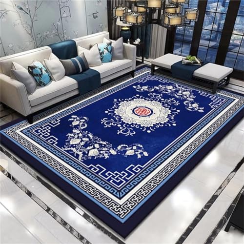QGYFRE Großer Teppich Teppich XXL Klassischer waschbarer Teppich mit orientalischem Blumenmuster Teppich vorzimmer 200x300CM blau Mädchen Teppich von QGYFRE