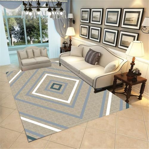 QGYFRE Großformatige Teppiche Teppich Jugendzimmer Mädchen Schmutzabweisender und langlebiger XXL blau 90x150CM Zimmer deko Teenager Wohnzimmer von QGYFRE