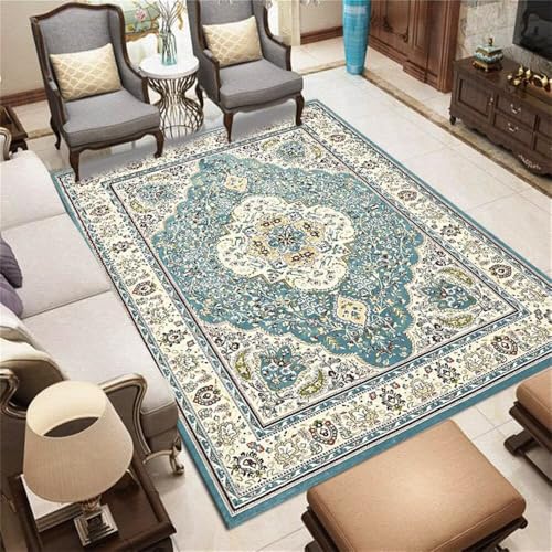 QGYFRE Kinderzimmerteppich Junge einfacher geometrischer Teppich Mehrfarbiger waschbarer Blumenteppich Spielmatte blau 90x150CM küchenläufer Schallschutz Kinder Teppiche von QGYFRE