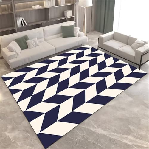 QGYFRE Kinderzimmerteppich Mädchen Teppich Moderner geometrischer Designer blau 60x120CM Wohnzimmer Dekoration Schlafzimmer Nachttisch Küche von QGYFRE