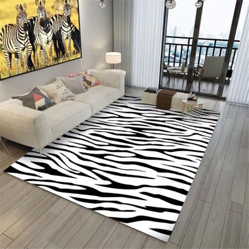 QGYFRE Küche Teppich Wohnzimmer Weich Kunstdesign Wohnzimmerteppich 60x110CM Teppichs schwarz und weiß Tapis au Motif zébré. Schlafzimmer Nachttisch QGYFRE Küche Teppich Wohnzimmer Weich Kunstdesign Wohnzimmerteppich 60x110CM Teppichs schwarz und weiß Tapis au Motif zébré. Schlafzimmer Nachttisch von QGYFRE
