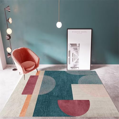 QGYFRE Kurzflor Teppich Schlafzimmer Kunstdesign Wohnzimmerteppich 180x230CM XXL Grün Tapis géométrique Moderne. Kinder Mädchen von QGYFRE