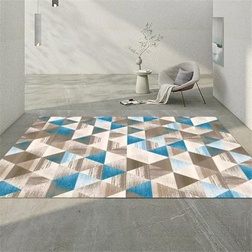QGYFRE Kurzflor Teppich Schlafzimmer Nachttisch Kinderteppiche Jungs 170x240CM küchen teppiche blau Tapis géométrique Moderne. für Balkon von QGYFRE