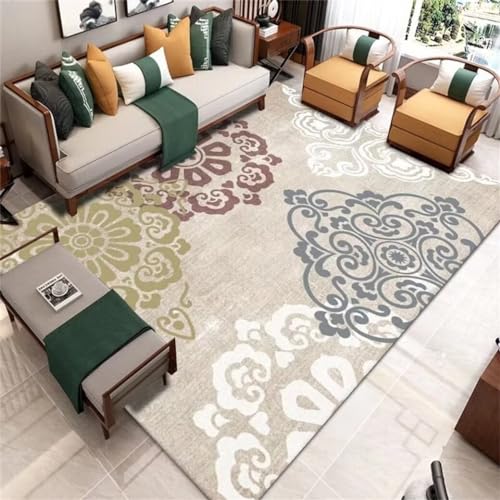 QGYFRE Kurzflor Teppich Schlafzimmer Teppich Hübscher Teppich 200x260CM schmutzfangmatte Mehrfarbig Waschbarer moderner Teppich mit bedrucktem Muster von QGYFRE