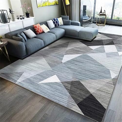 QGYFRE Large Square Floor Cushions Velvet Teppich Für Flur teppiche fürs kinderzimmer 200x200CM XXL Grau Blauer moderner geometrischer Teppichs Schlafzimme von QGYFRE