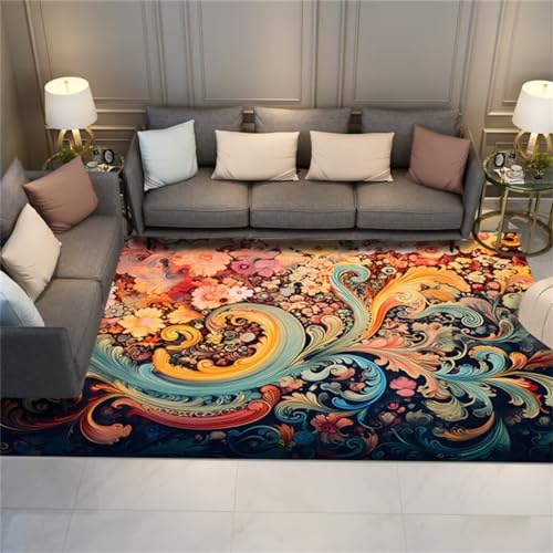 QGYFRE Lauferteppich Flur Printing Teppich Teppich lang 80x150CM küchenteppiche Farbe Rutschfester langlebiger Teppich mit abstraktem Muster von QGYFRE