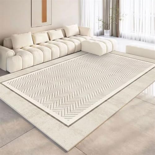 QGYFRE Quadratischer Teppich Jugendzimmer Mädchen teppichläufer 200x200CM Grau Modernes gestreiftes Design pflegeleichter rechteckiger von QGYFRE