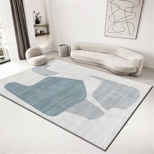 QGYFRE Quadratischer Teppich Teppiche Fürs Kinderzimmer Kinderteppich Mädchen 200x200CM Washable Area Rugs blau Grauer pflegeleichter Jungen von QGYFRE