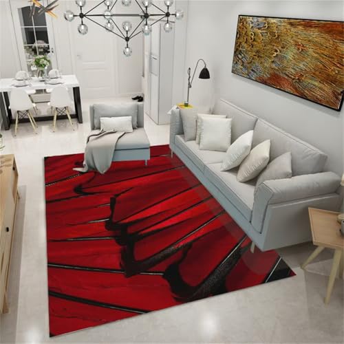 QGYFRE Quadratischer Teppich Waschbarer Kinderzimmer antirutsch 160x200CM Muster rot Tapis au Motif de Plumes. kann angepasst Werden QGYFRE Quadratischer Teppich Waschbarer Kinderzimmer antirutsch 160x200CM Muster rot Tapis au Motif de Plumes. kann angepasst Werden von QGYFRE