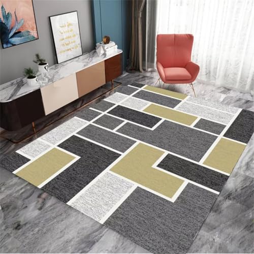 QGYFRE Teppich Flur Läufer Büro Rugs 80x120CM Kinderteppich Mädchen Grau Tapis géométrique Moderne. antirutsch von QGYFRE