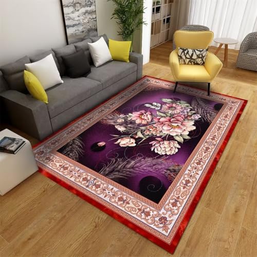 QGYFRE Teppich Flur Läufer Kleine Teppiche rutschfest 80x120CM Kinderteppiche rot Tapis floral Moderne Violet. großer Wohnzimmer QGYFRE Teppich Flur Läufer Kleine Teppiche rutschfest 80x120CM Kinderteppiche rot Tapis floral Moderne Violet. großer Wohnzimmer von QGYFRE