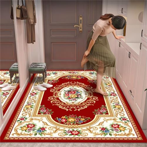 QGYFRE Teppich Flur Läufer Küche Waschbar XXL 80x150CM Kinderzimmer Maedchen Rot Universeller waschbarer mit pastoralem Blumenmuster QGYFRE Teppich Flur Läufer Küche Waschbar XXL 80x150CM Kinderzimmer Maedchen Rot Universeller waschbarer mit pastoralem Blumenmuster von QGYFRE