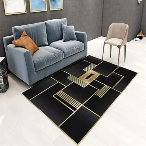 QGYFRE Teppich Flur Läufer Waschbare Teppiche Baby 80x120CM tepiche für Wohnzimmer Tschwarz Tapis géométrique Moderne. Washable Area Rugs von QGYFRE