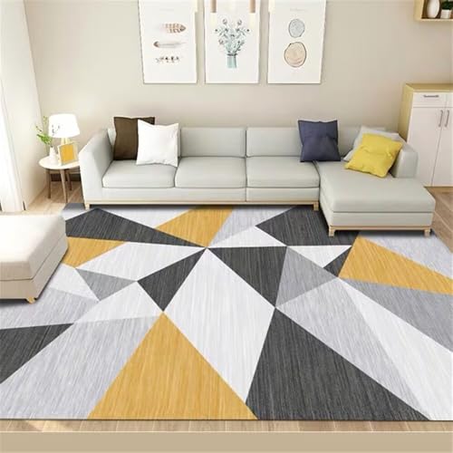 QGYFRE Teppich Flur Läufer Waschbare Teppiche Baby 80x150CM Printing Gelb Grauer rechteckiger Wohnzimmerteppich waschbarer Wohnzimmer von QGYFRE