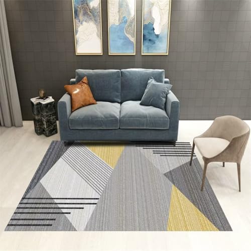QGYFRE Teppich Flur Läufer Waschbarer Wohnzimmer Teppichs Schlafzimme 80x120CM small Rugs for Living Room Grau Tapis géométrique Moderne Jaune. Für Schlafzimmer von QGYFRE
