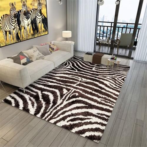 QGYFRE Teppich Günstig Läufer Esszimmer 140x200CM Area Rugs Braun Tapis au Motif zébré. Zimmer von QGYFRE