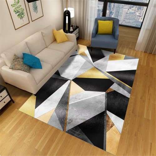 QGYFRE Teppich Jugendzimmer Verschleißfeste Schalldämmung tepiche für Wohnzimmer 120x160CM Kinderzimmer Teppiche Grau Tapis Moderne Noir et Jaune. läufer Flur rutschfest von QGYFRE