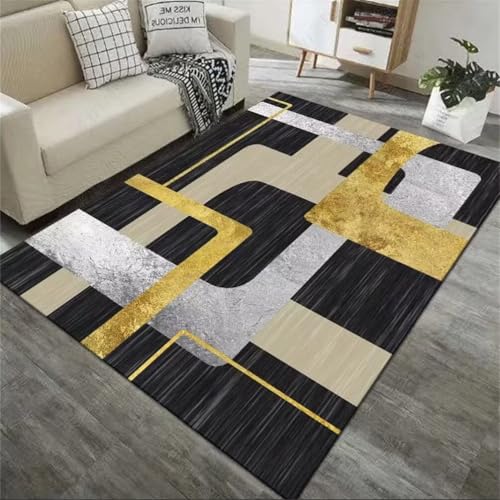 QGYFRE Teppich Küche Waschbar Schlafzimmerteppich Kinder Zimmer 70x140CM Für Esszimmer Tschwarz Tapis Moderne gris et doré. QGYFRE Teppich Küche Waschbar Schlafzimmerteppich Kinder Zimmer 70x140CM Für Esszimmer Tschwarz Tapis Moderne gris et doré. von QGYFRE