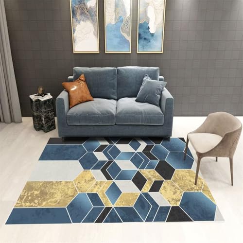 QGYFRE Teppich Rechteckig Mädchen läufer 100x160CM Teppichs Schlafzimme blau Tapis Moderne Jaune et Noir. Baby Junge von QGYFRE