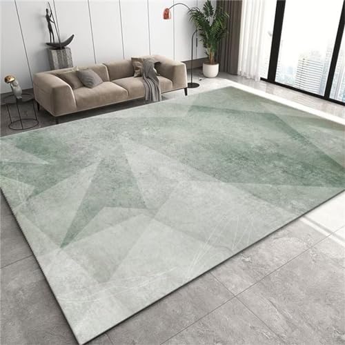 QGYFRE Teppich Schlafzimmer Rugs Washable Waschbarer Teppich mit abstraktem minimalistischem Muster für das Wohnzimmer Printing Teppich 90x120CM Grün Teppich kurzflor von QGYFRE