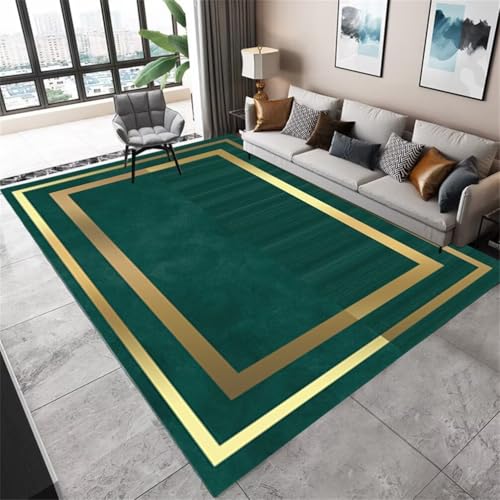 QGYFRE Teppich Schlafzimmer rutschfest Waschbar Outdoorteppiche Zimmer 80x150CM Kurzflor Grün Tapis Moderne et minimaliste Jaune. läufer von QGYFRE