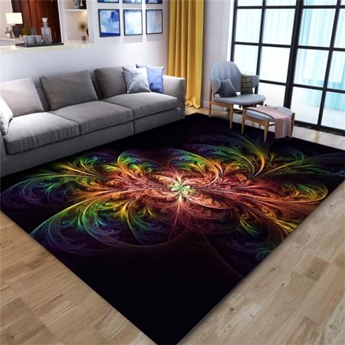 QGYFRE Teppichmatte teppiche groß für Wohnzimmer Farbe 70x140CM Sofa Teppiche dünner Teppich Pflegeleichter Wohnzimmerteppich mit floralem 3D-Muster von QGYFRE