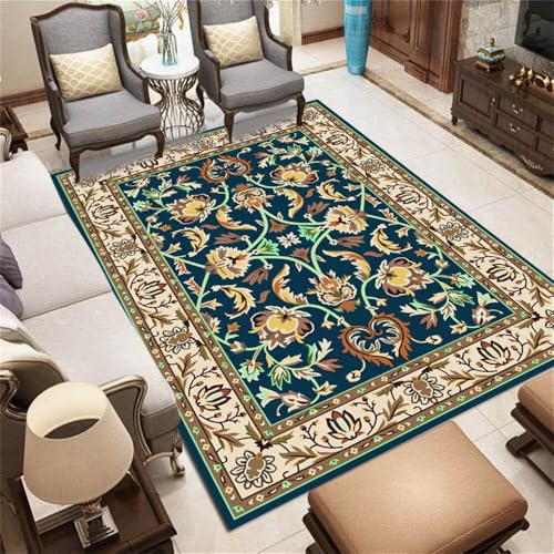 QGYFRE Waschbarer Teppich Küche kinderzimmerteppich Moderner Blumenteppich Flur waschbar blau 90x150CM Kinderteppiche Jungs Wohnzimmer weich Kinder Teppiche von QGYFRE