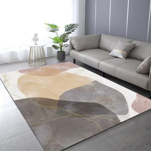 QGYFRE XXL Teppich Kinderteppich Waschbar Jugendzimmer Mädchen 120x180CM small Rugs for Living Room Grau Tapis abstrait en Aquarelle. Flur läufer von QGYFRE