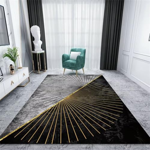 QGYFRE XXL Teppich Teppiche Für Wohnzimmer großer 120x180CM schmutzfangmatte waschbar Grau Tapis au Motif de rayures Noires et jaunes. Aesthetic von QGYFRE