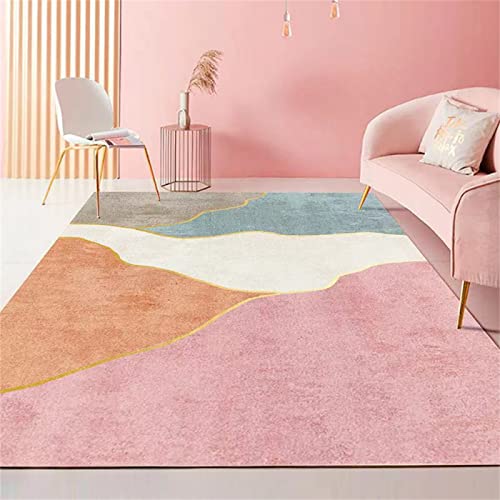 Antistatisch Wohnzimmer Teppichboden Modernes Pastellfarbenes Damenzimmerdekor Sofa Teppiche Rosa-Braun-Weiß Teppich Atmungsaktiv Tepich 60X90cm von QH-Prosperous