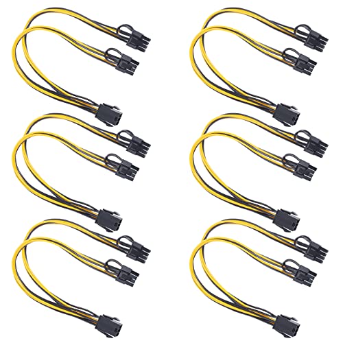 QH-Shop Grafikkarte Kabel 6 Pin Zu Dual Pcie 8 Pin (6 + 2) Grafikkarten Pci-Express-Stromadapter 6er-Pack Gpu Vga Bergbau-Videokarten-Konverterkabel 31 cm von QH-Shop