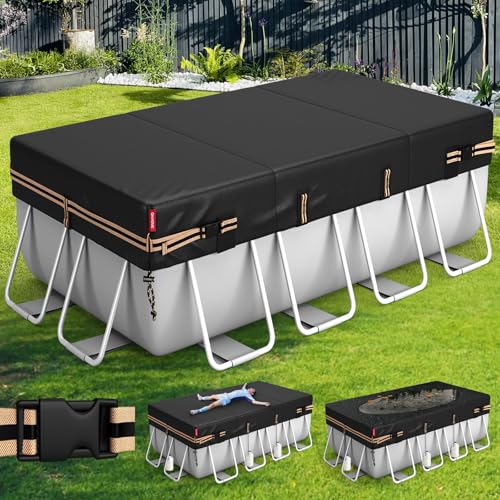 QH.HOME Rechteckige Poolabdeckung mit schnell festziehendem Kordelzug, rechteckige Poolabdeckung für oberirdische Pools mit gewichttragenden Ringen, 2,8 x 3,5 m von QH.HOME