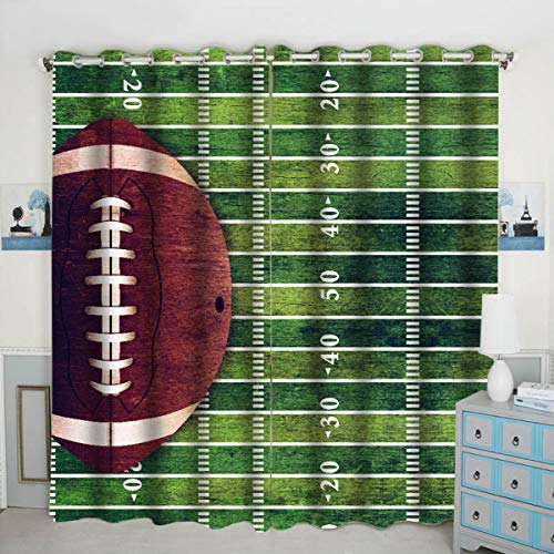 QH Fenstervorhang mit American Football-Thema, Verdunkelungsvorhang, wärmeisoliert und lichtblockierend, 107 x 213 cm (B x L), 2 Stück von QH