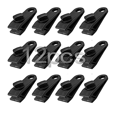 QH 12Pcs Tarp Clip Clamp, Hochleistungs-Plane Clips Set Sofortige Markisenklemme für Zelte Tarp Caravan Garden Shade Stoff Boot Abdeckung, Schwarz (12) von QH7