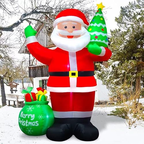 QHAIYYBF 2.1M/7FT Weihnachten aufblasbare Santa Geeignet für Weihnachtsfeier-Dekoration,Aufblasbarer Weihnachtsmann,mit LED Beleuchtung,IP44 Wetterfest Riesen Figur Nikolaus Santa von QHAIYYBF
