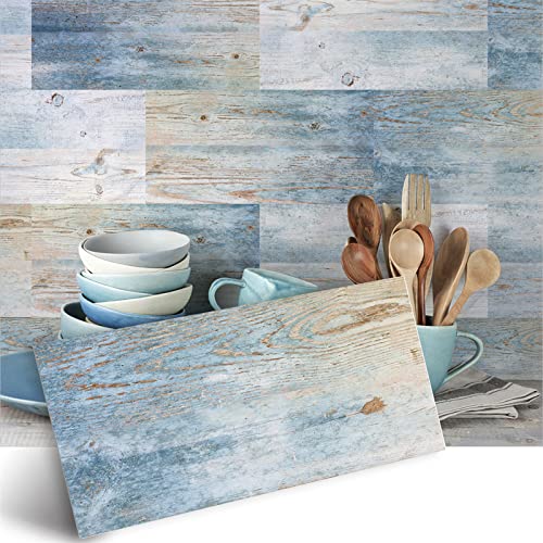 Fliesenaufkleber Retro Blau Beige Klebefliesen Pvc Deko Mosaikfliesen Wasserdicht Und Ölbeständig Küchenrückwand Folie Fliesenaufkleber Bad Klebefolie Leicht Zu Reinigen 4 Stück/15x30cm von QHDXL