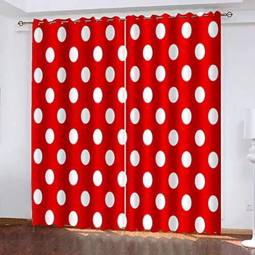 Gardinen Rote Weiße Punkte Vorhänge Verdunklungsvorhänge Vorhang Blickdicht Gardinen Wohnzimmer Curtains Thermovorhang Schallschutz Vorhang Gardinen mit ösen 2 Tabletten 75 x 166 cm von QHDXL