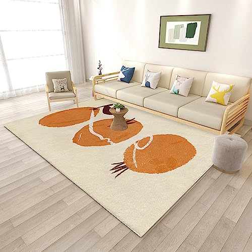 Outdoor Teppich Wetterfest Orange Beige Print Teppich Wohnzimmer Schlafzimmer Restaurant Kinderzimmer Wohndekoration Teppiche Waschbar Carpet rutschfest Rug(150x200cm) von QHDXL