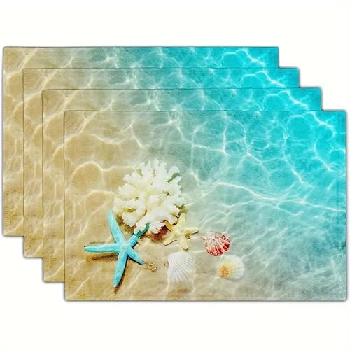 Platzsets Abwaschbar Gelbes Blaues Meer Tischsets Abwaschbar 2er Set Tischsets Platzsets Hitzebeständig Platzdeckchen rutschfest Platzsets Platzdeckchen Stoff (45x30cm) von QHDXL