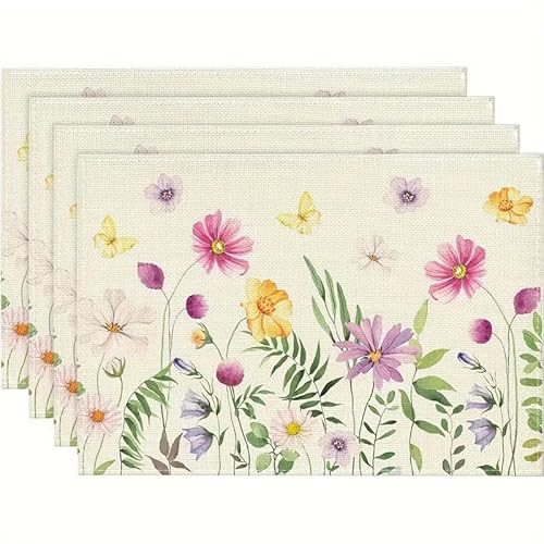 Platzsets Abwaschbar Lila Schmetterlingsblume Tischsets Abwaschbar 2er Set Tischsets Platzsets Hitzebeständig Platzdeckchen rutschfest Platzsets Platzdeckchen Stoff (45x30cm) von QHDXL