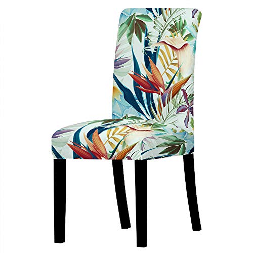 QHDXL Stuhlhussen 6er Set Bunte Blätter Stretch Universal Stuhlbezug Abnehmbarer Elastische Stuhlhusse Moderne Beschützer Elasthan Stuhl Hussen Bezug für Esszimmer Hotel Party Bankett von QHDXL